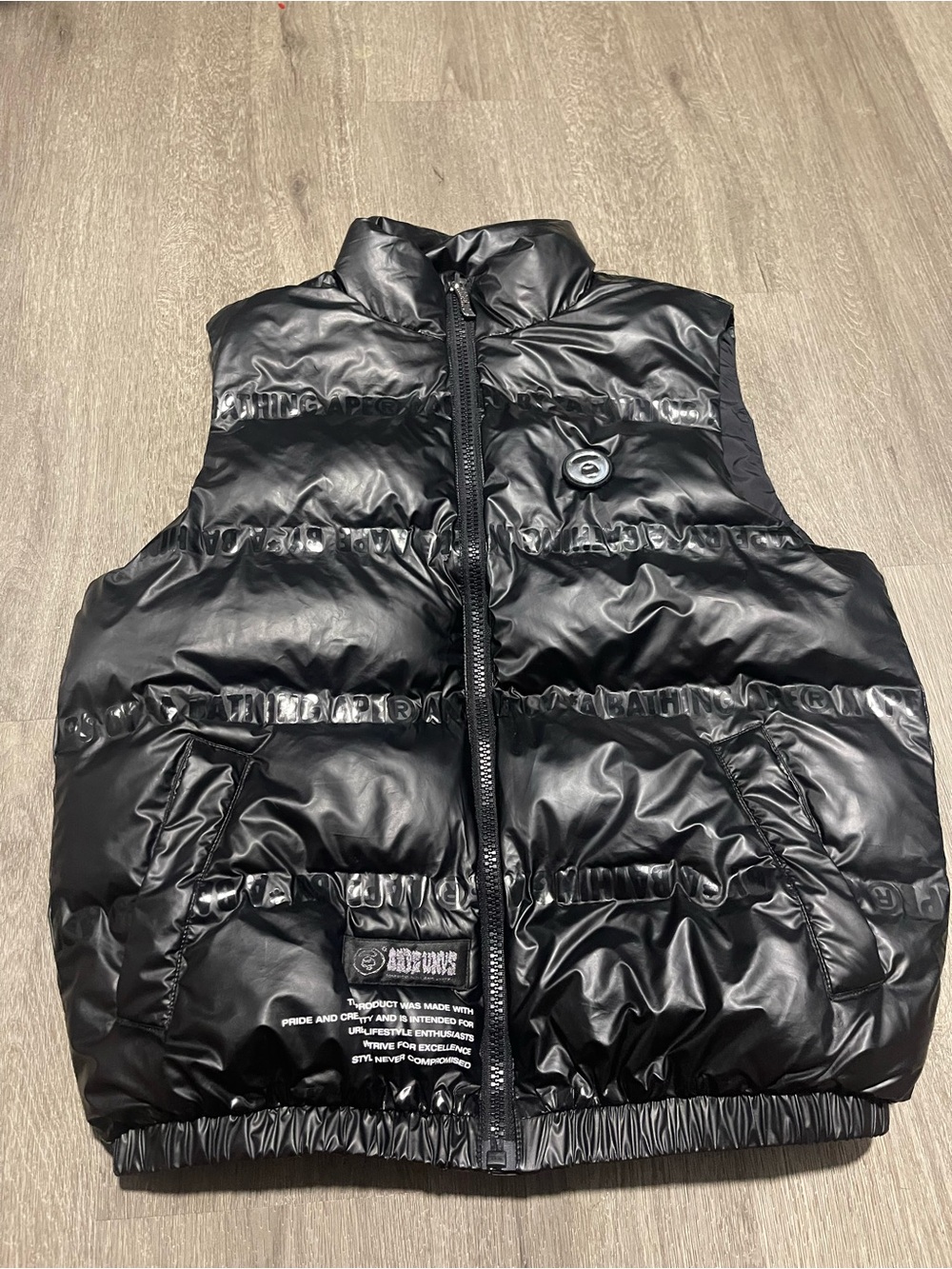 A Bathing Ape Black Quilted Puffer Vest Very Good Condition